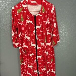 Festive Red Reindeer Pajama Dress